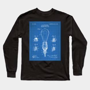 Light Bulb Patent - Industrial Design Architectural Decor Art - Blueprint Long Sleeve T-Shirt